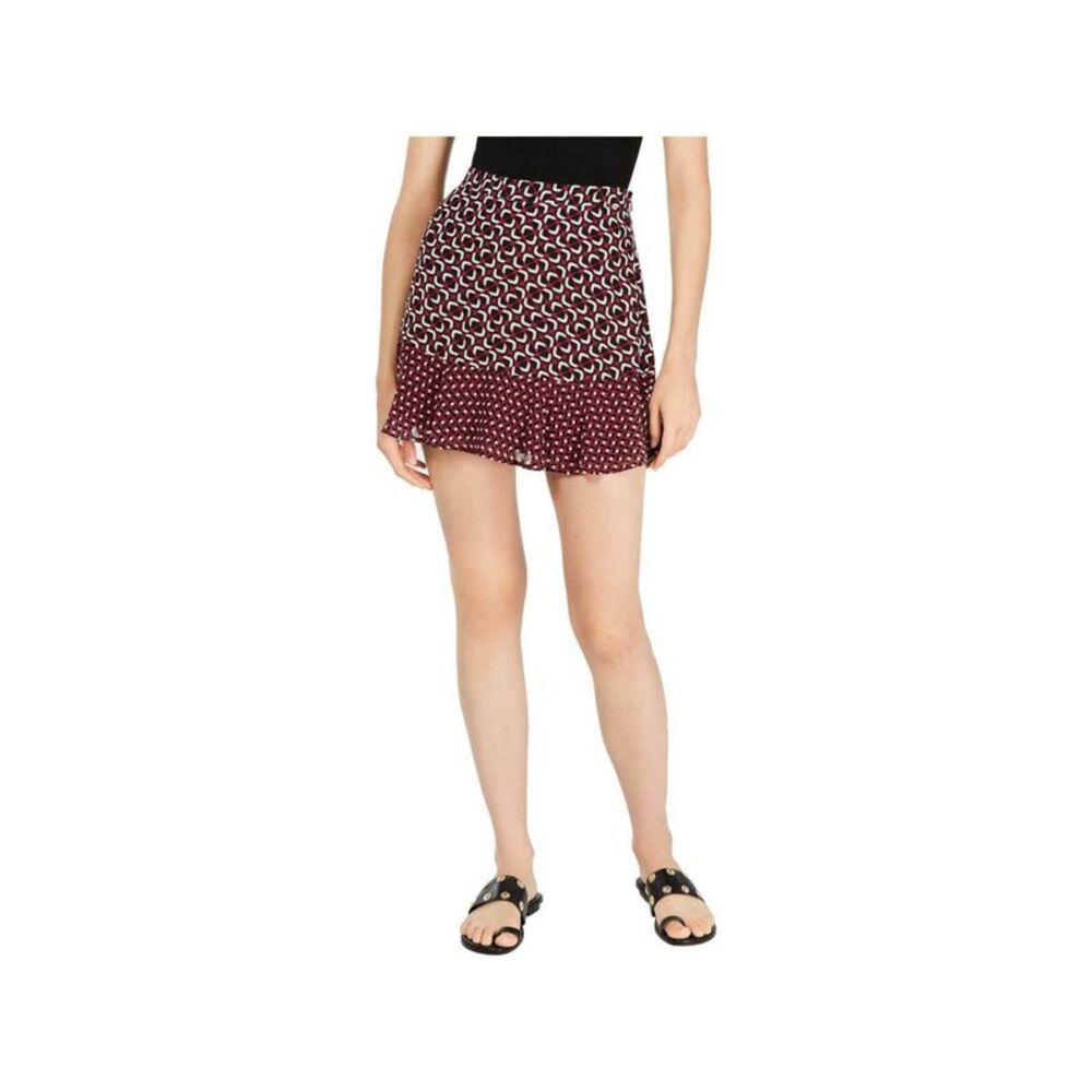 MICHAEL MICHAEL KORS Womens Purple Pleated Printed Mini A-Line Skirt 16 - Picture 1 of 1
